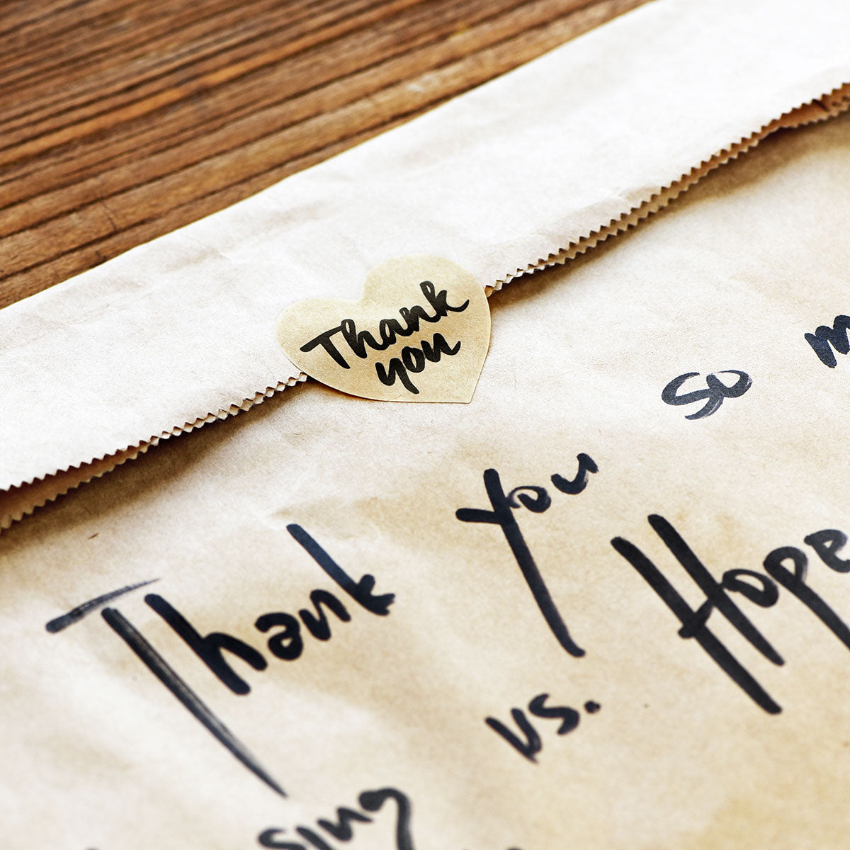 Heart Shape Kraft Paper Thank you Stickers 500 Pieces