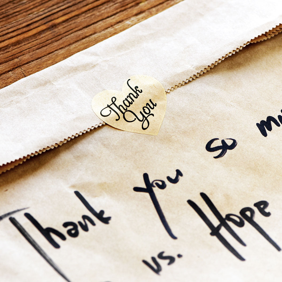Heart Shape Kraft Paper Thank you Stickers 1000 Pieces