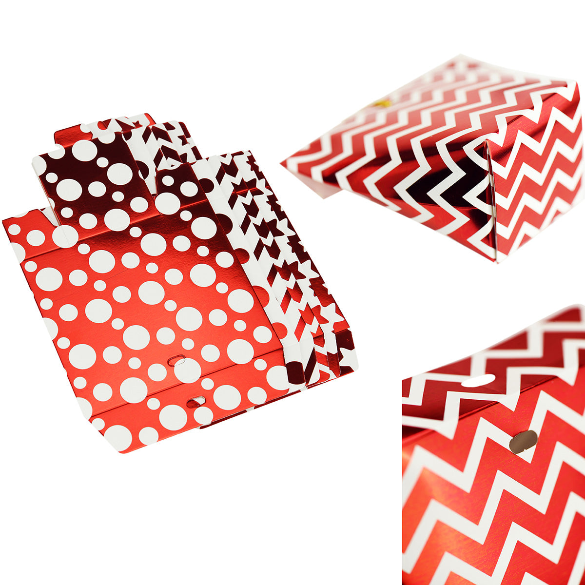 Red & Whites Gift Boxes with 6 Designs 12 Pieces