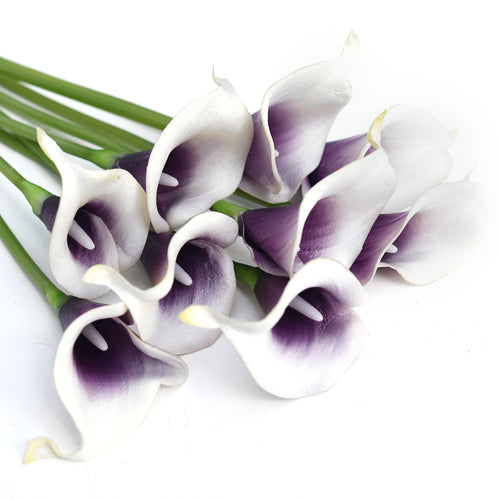 Deep Purple Real Touch Calla Lilies Artificial Flower Bouquet 10 Stems