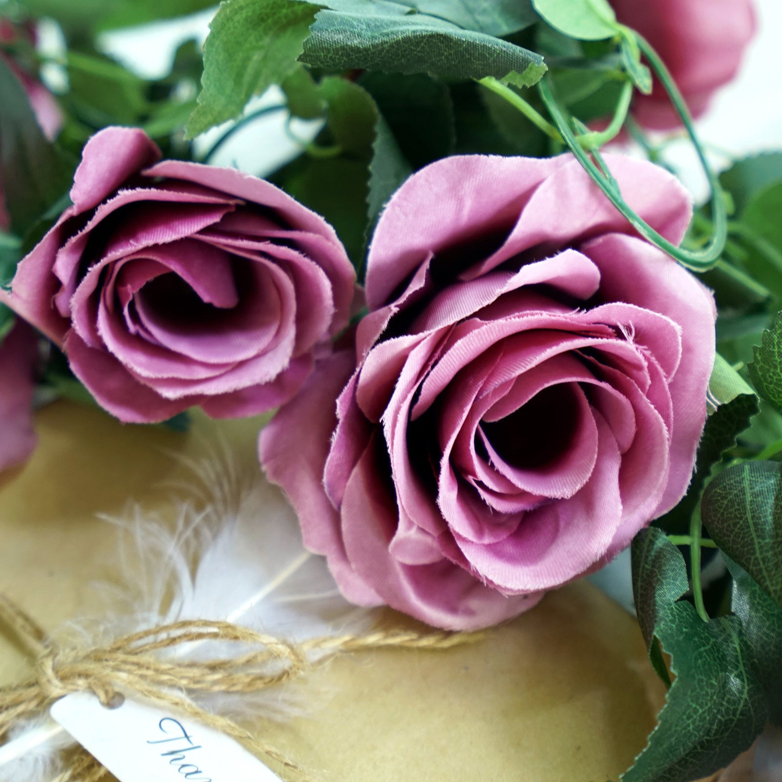 Artificial Silk Rose Garlands Vine Plant Flower Leaves (Fuchhsia) 2 Pcs