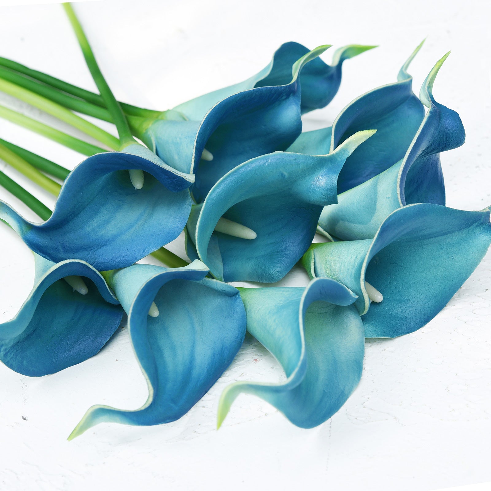 blue calla lily plant Ocean Radiance Real Touch Calla Lilies Artificial Flower Bouquet 10 St – FiveSeasonStuff