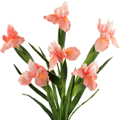 6 Long Stems Iris (Dark Pink) Real Touch Artificial Flower Bouquet