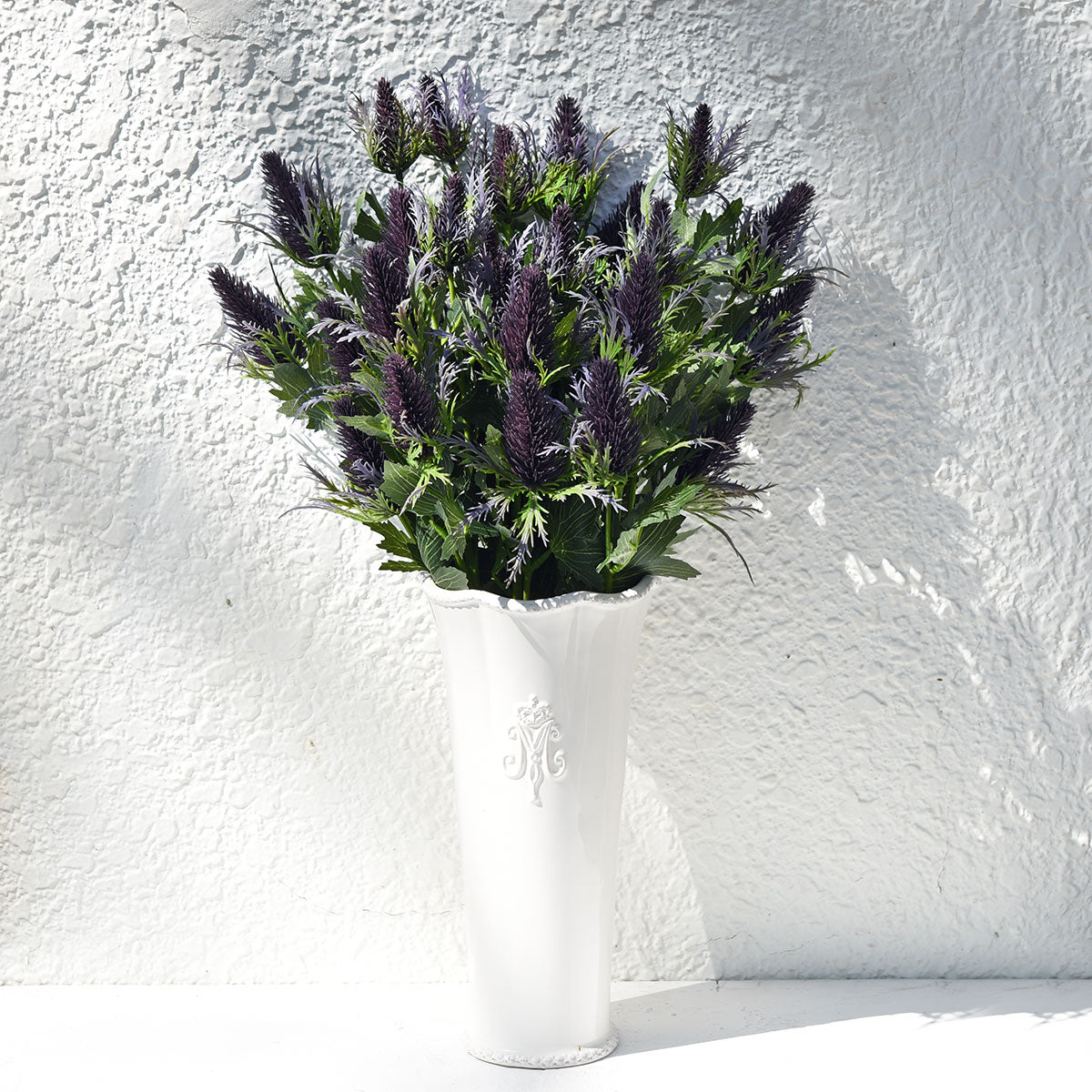 Real Size Artificial Eryngium (Sea Holly) Purple Thistles (8 Stems)