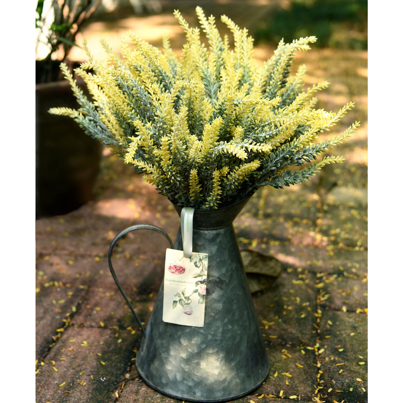 Artificial Flocked Yellow Lavender Flowers & Bouquets 10 Bundles