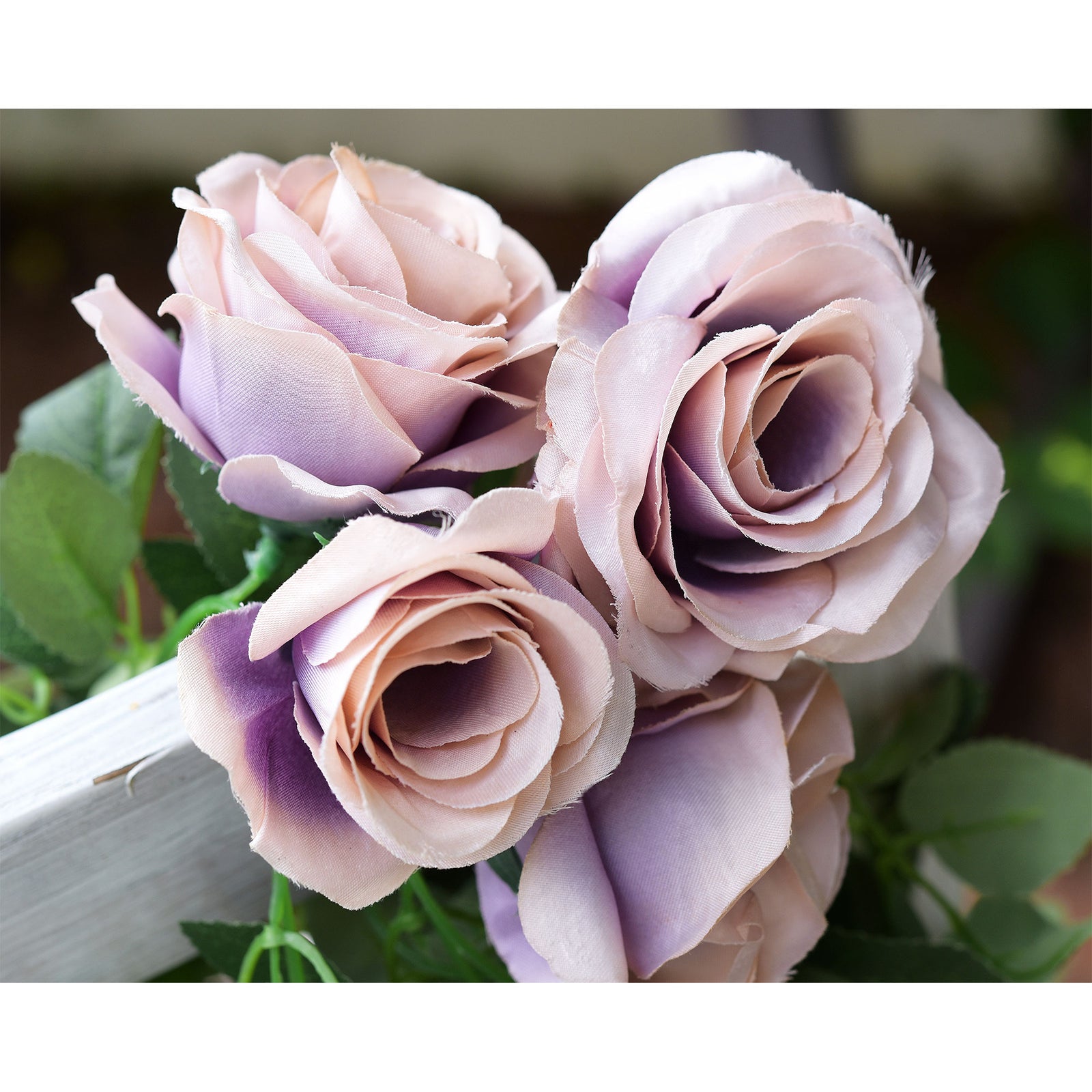Artificial Silk Rose Garlands Vine Plant Flower Leaves (Smoky Purple) 2 Pcs