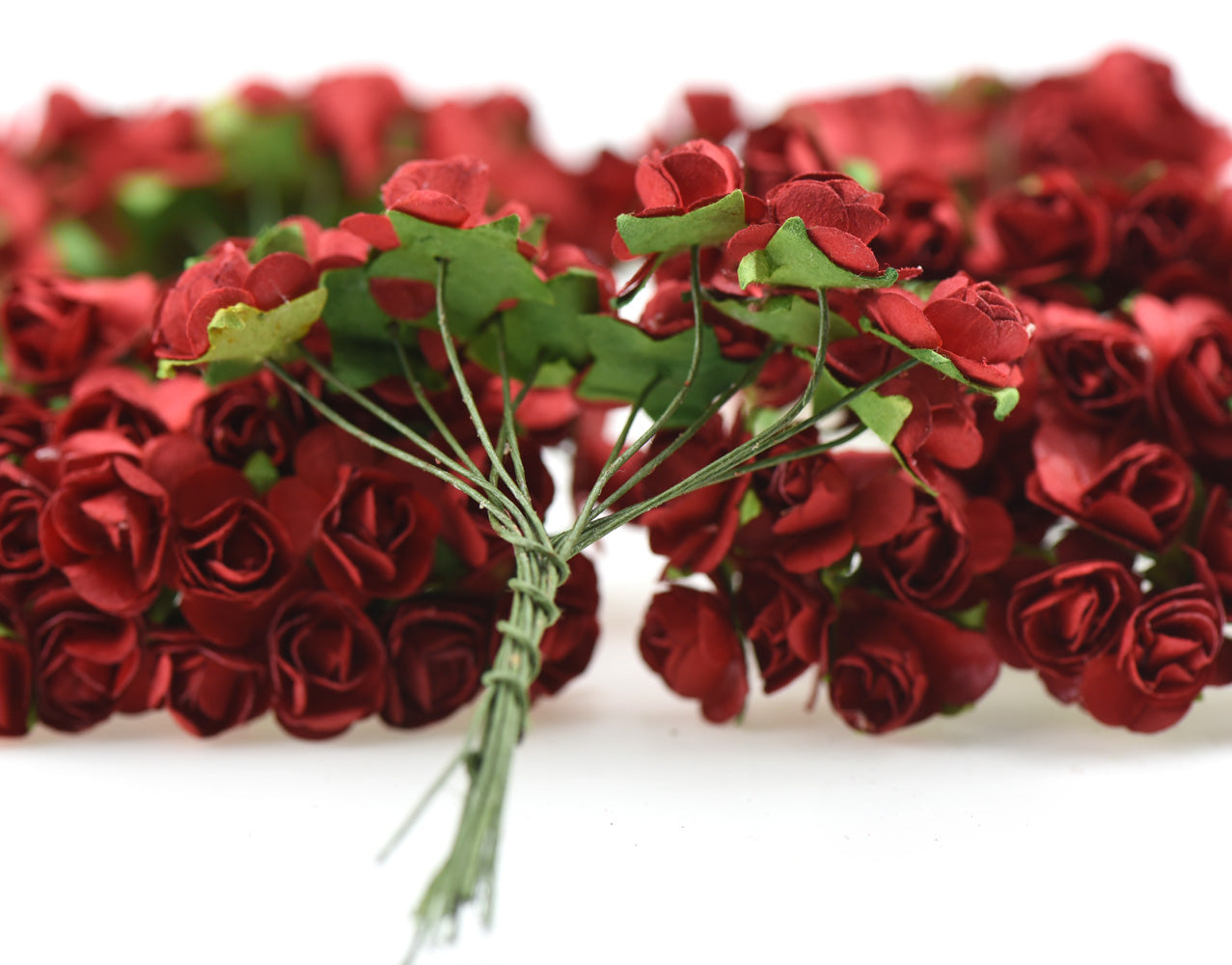 144 Pcs Mini Paper Rose Flowers (Red)