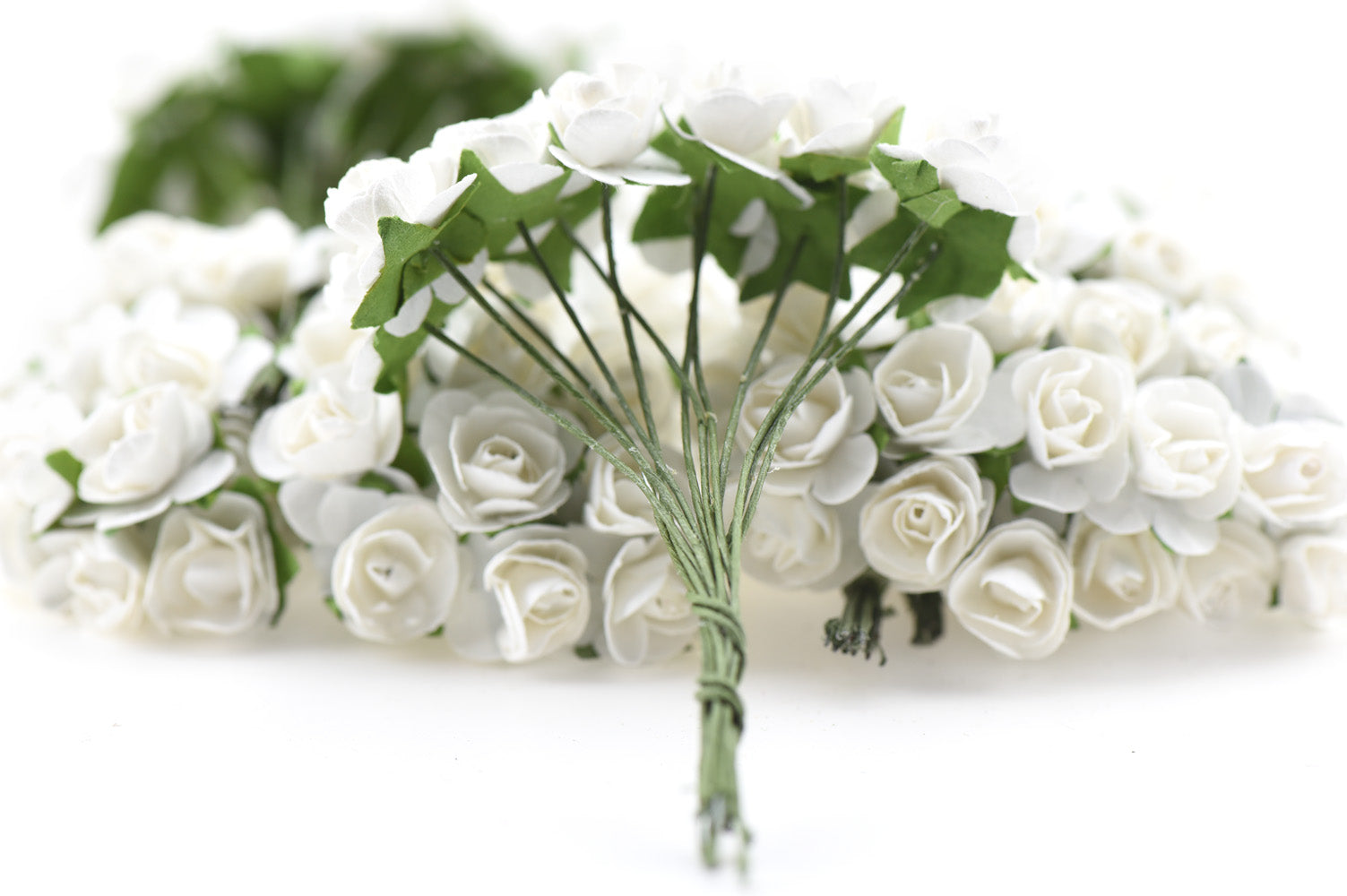144 Pcs Mini Paper Rose Flowers (White)