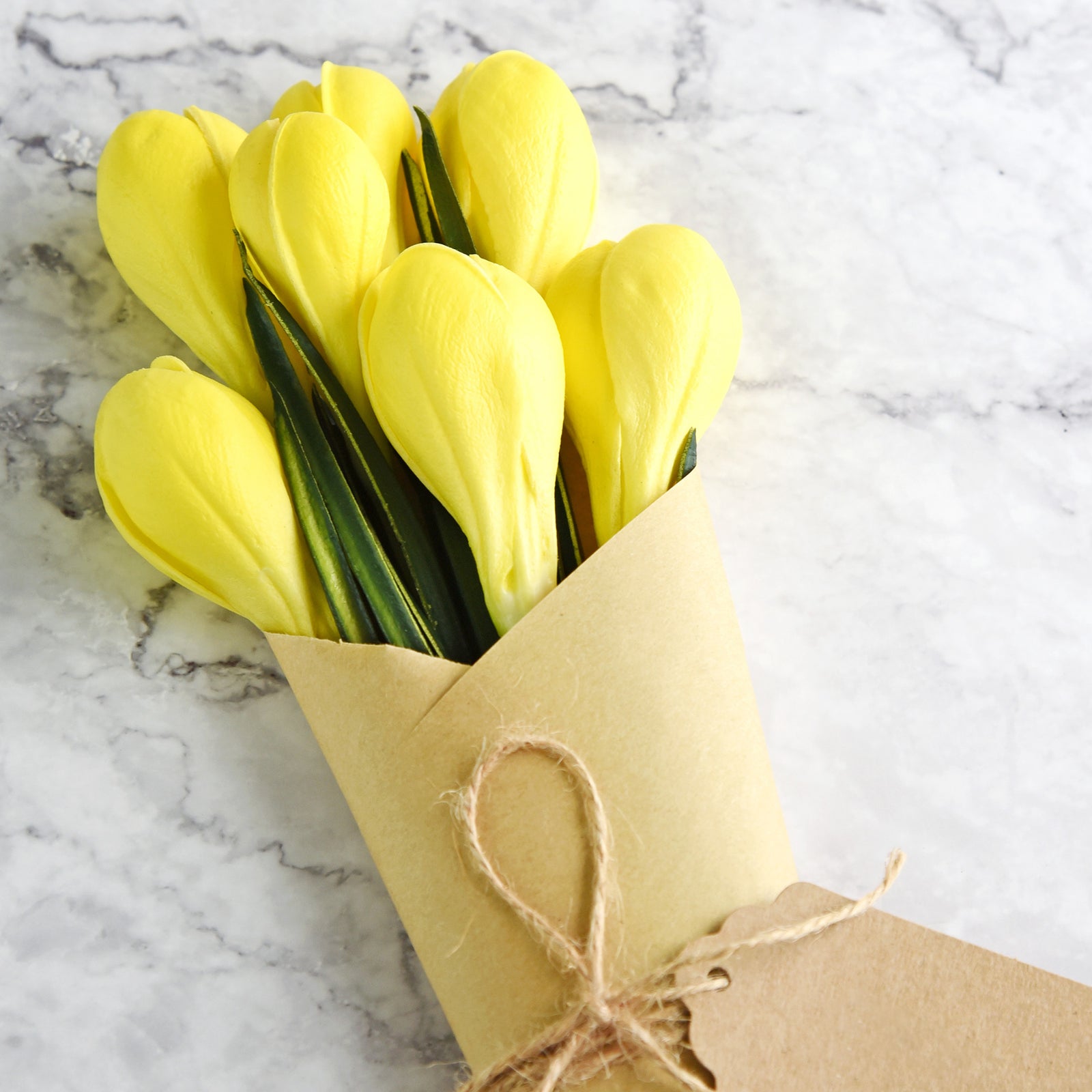 7 Stems (Yellow) Realistic Artificial Saffron Crocus Flowers