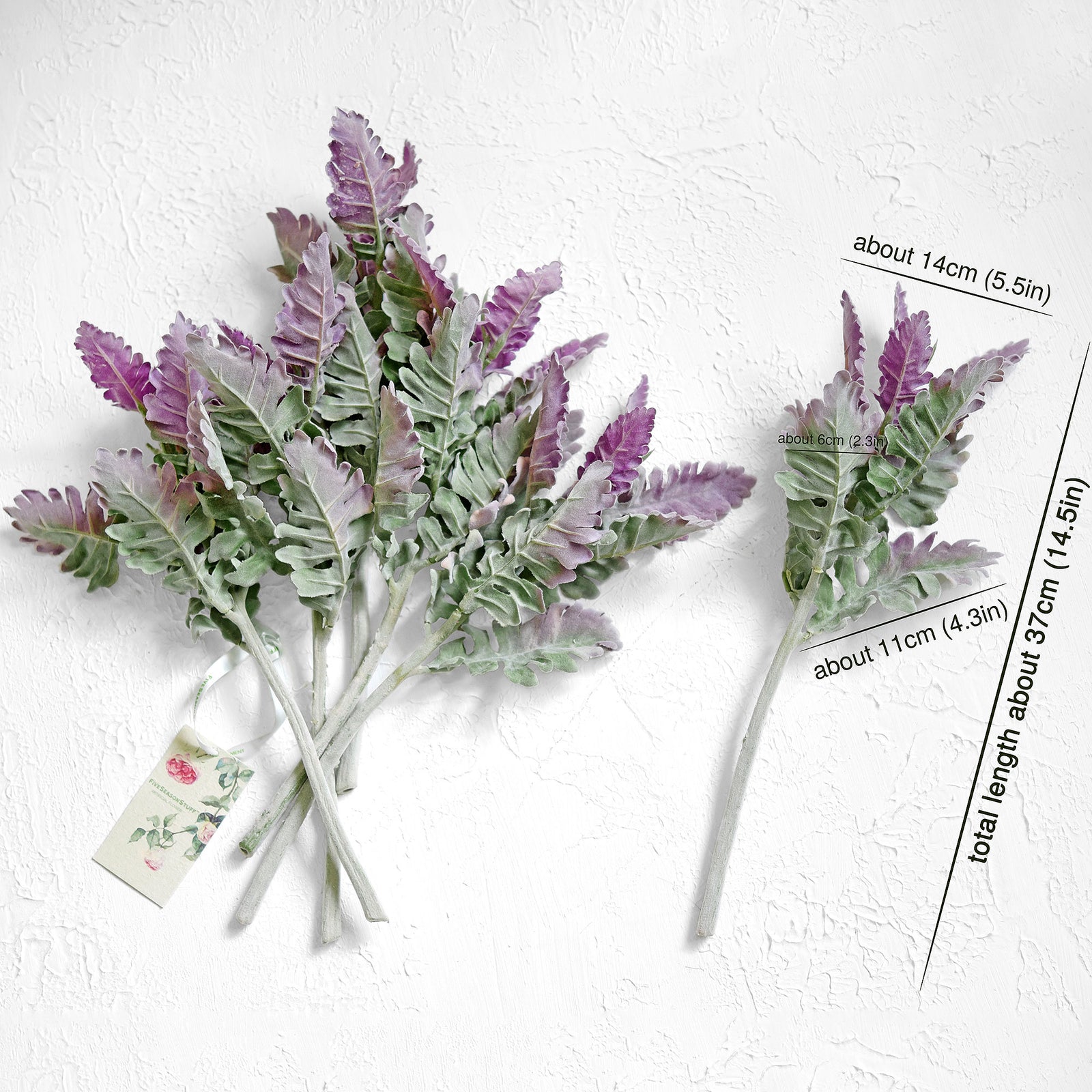 6 Stems 14.5inches Dusty Miller Artificial Greenery Bush Plants for Wedding Flower Fillers DIY Bouquets and Floral Arrangements