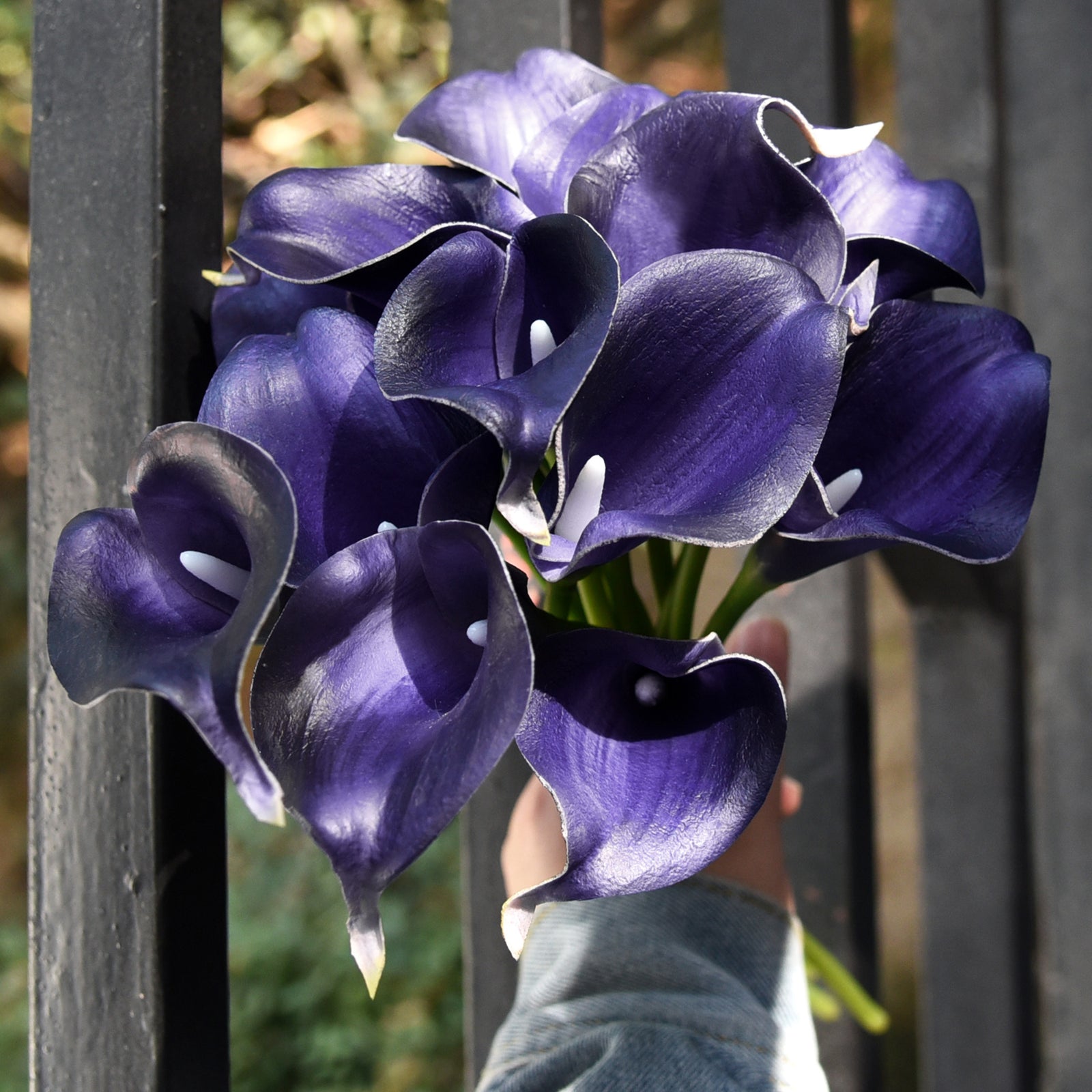 blue calla lily plant Dark Blue Violet Real Touch Calla Lilies Artificial Flower Bouquet 10 Stems