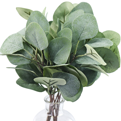 FiveSeasonStuff 10 Stems Realistic Looking Artificial Silver Dollar Eucalyptus Foliage Home Decor