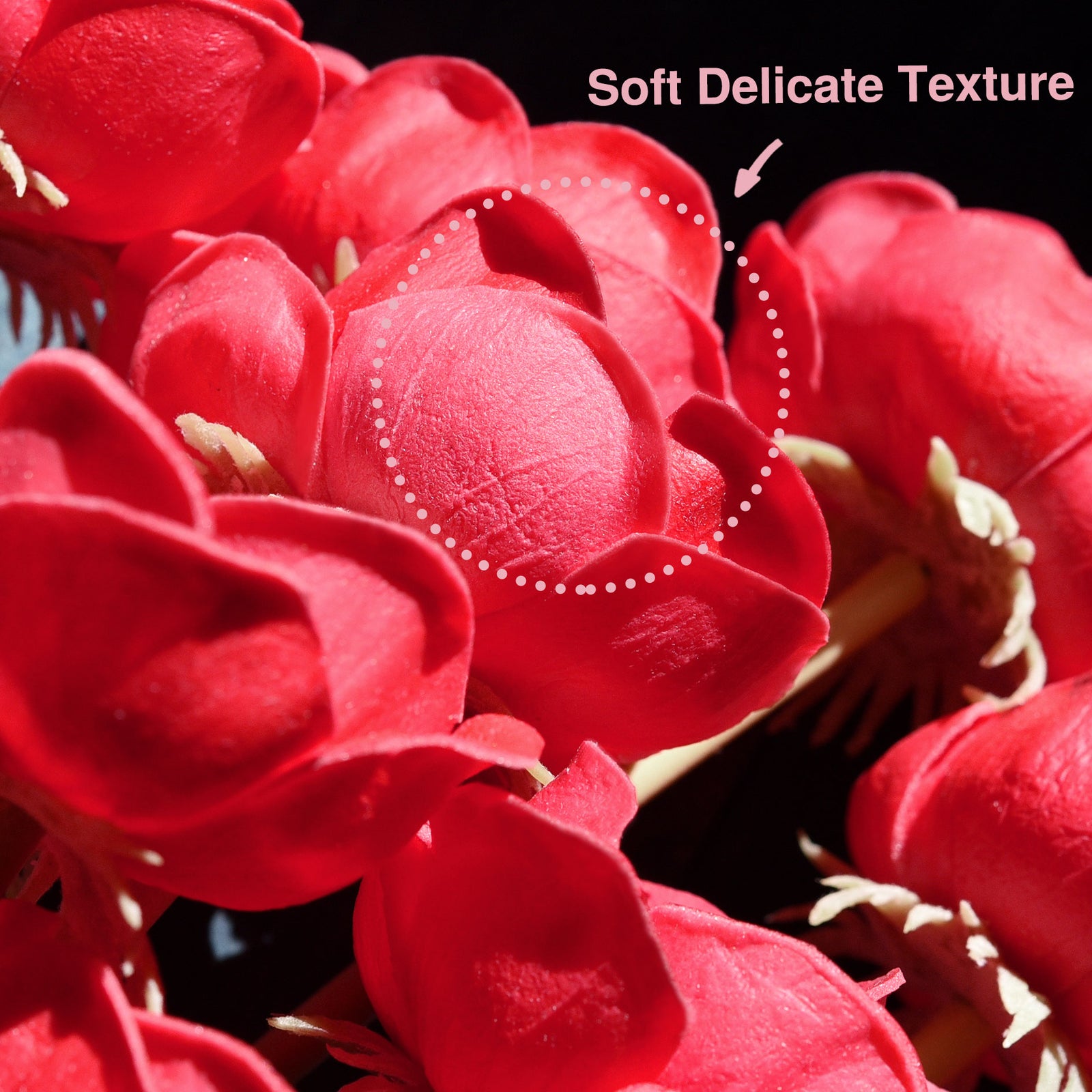12 Long Stems of ‘Real Touch’ Artificial (Red) Anemone Flowers, Wedding Bouquet Flower Arrangement, 45cm (17.7 inches)