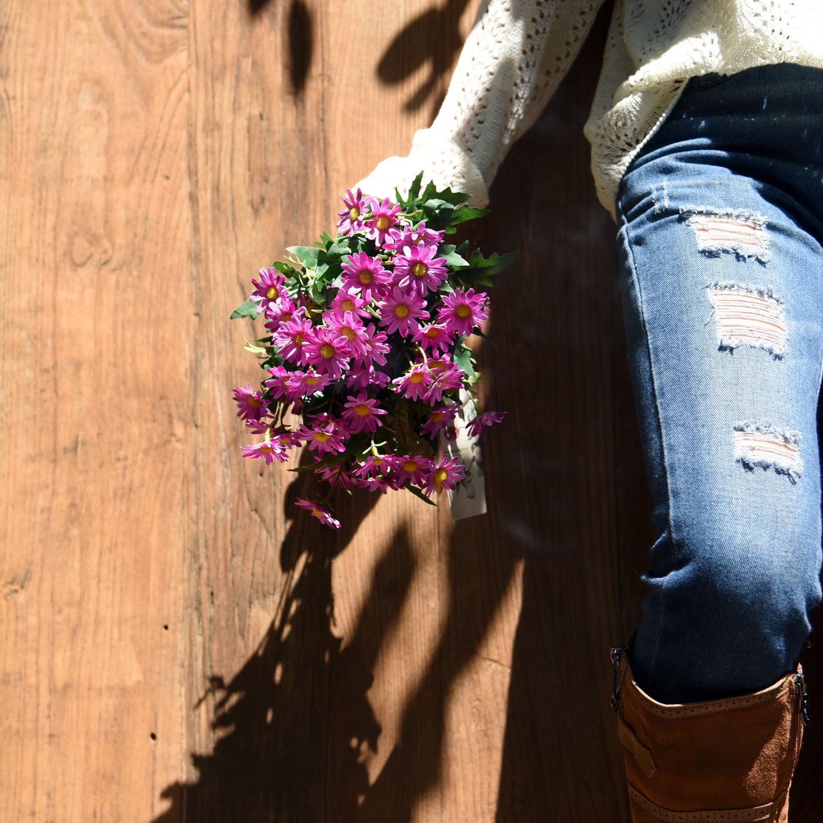 Daisy Silk Flowers Outdoor Artificial Flowers Arrangements (Majestic Purple) 2 Bunches