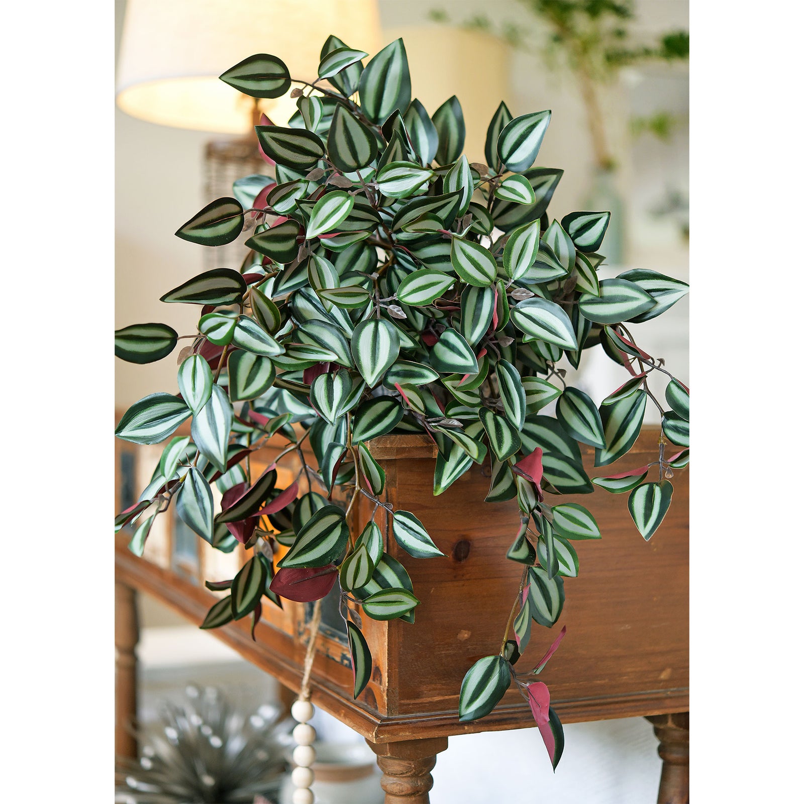 FiveSeasonStuff Real Touch Artificial Hanging Foliage Plant Tradescantia Zebrina House Plants 2 Stems
