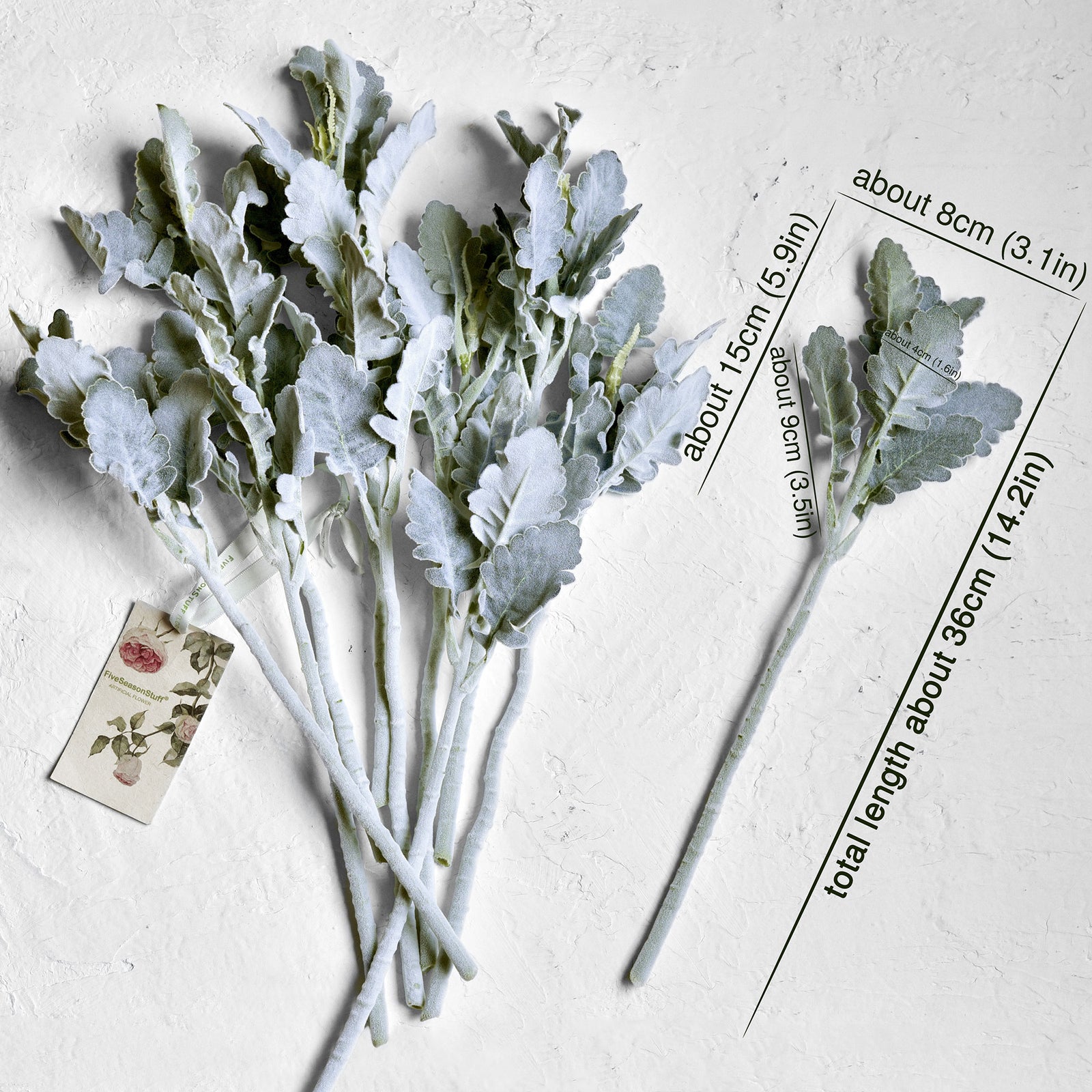 FiveSeasonStuff Dusty Miller Artificial Greenery Bush Plants for Wedding Flower Fillers DIY Bouquets and Floral Arrangements (12 Stems 14 inches Tall)