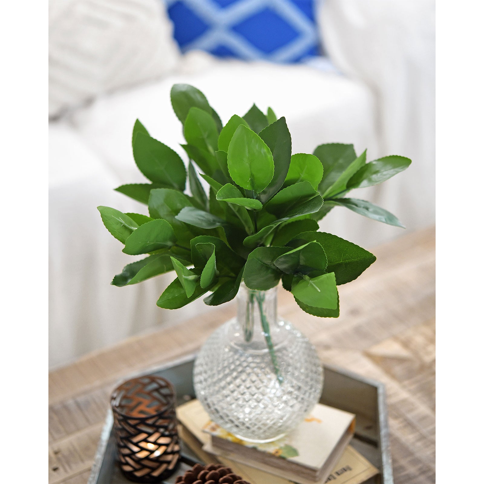 2 Branches of Artificial Lemon Leaves