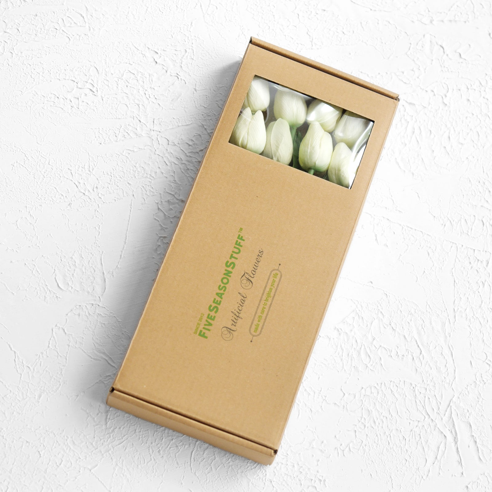 White Real Touch Tulips Artificial Flowers Bouquet 10 Stems