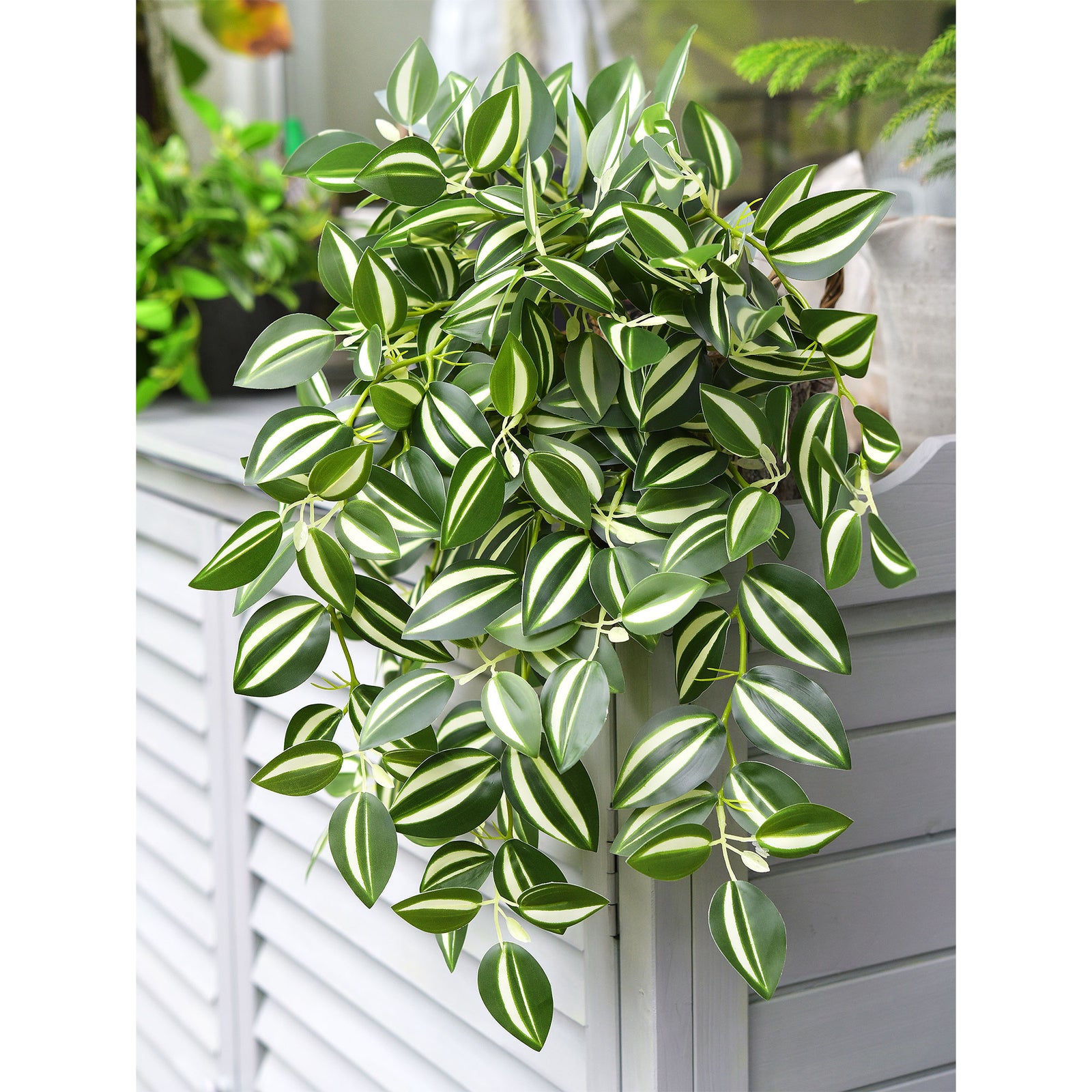 FiveSeasonStuff Real Touch Artificial Hanging Foliage Plant Tradescantia Wandering Jew House Plant 2 Stems
