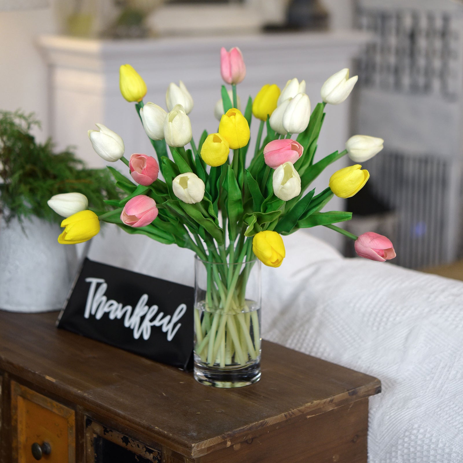 Pink Real Touch Tulips Artificial Flowers Bouquet 10 Stems