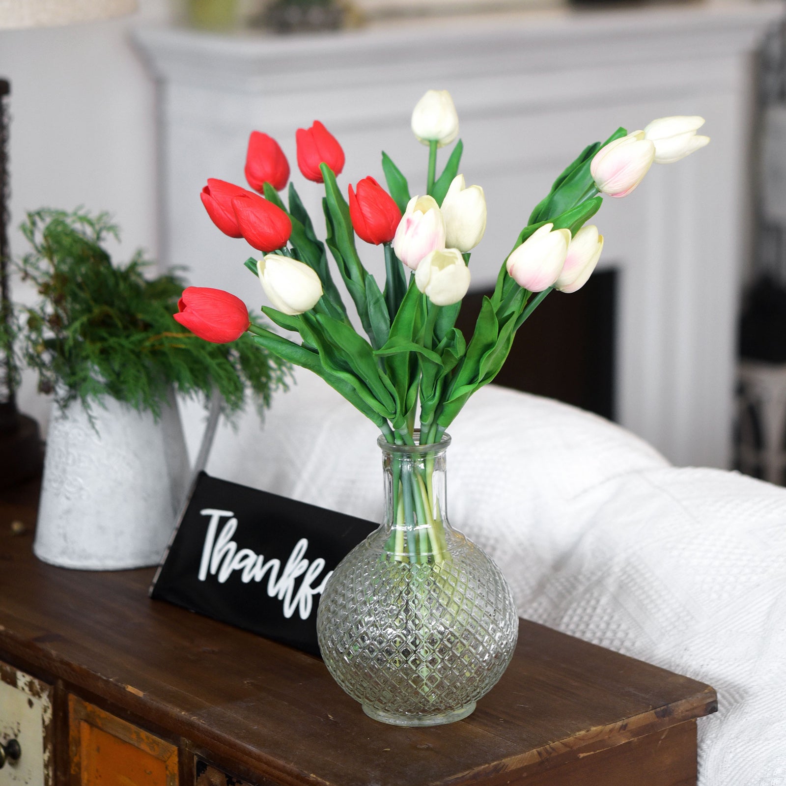 Blush Pink Real Touch Tulips Artificial Flowers Bouquet 10 Stems