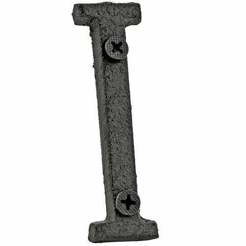 A cast iron house letter sign ‘I’ with white background 