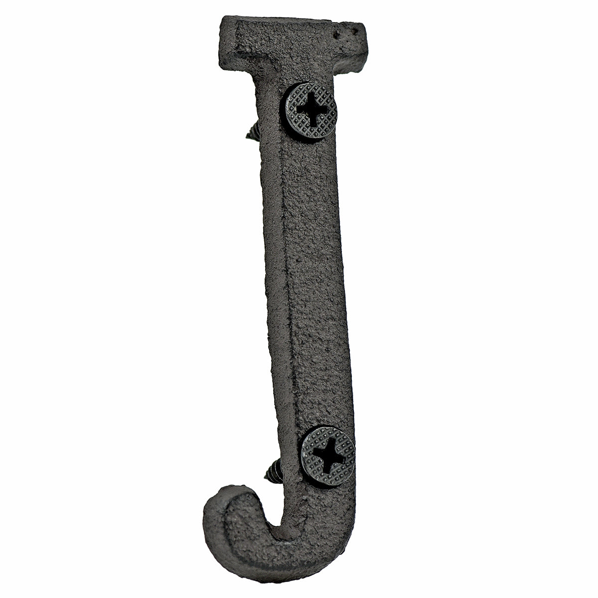 A cast iron house letter sign ‘J’ with white background 