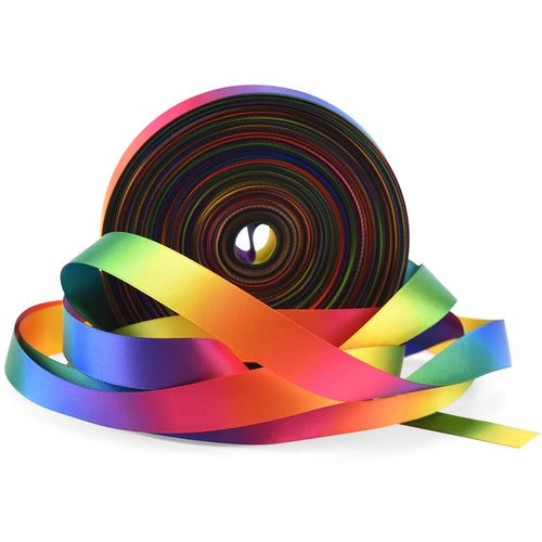 25mm [45 metres/50 Yards] Rainbow Gradient Polyester Ribbon | Party Festive Gift Wrap Scrapbooking Decoration