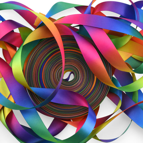 19mm [45 metres/50 Yards] Rainbow Gradient Polyester Ribbon | Party Festive Gift Wrap Scrapbooking Decoration