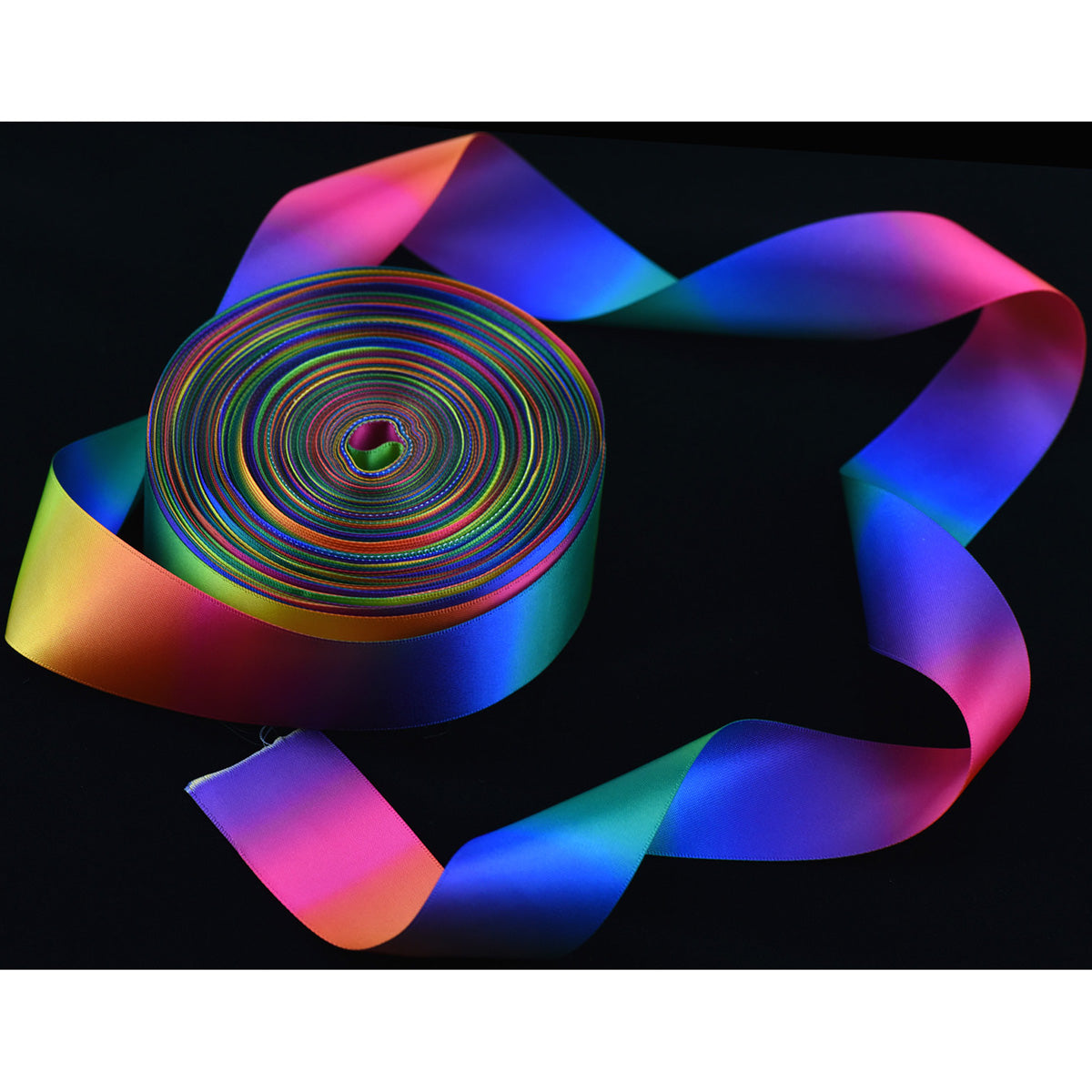 38mm [45 metres/50 Yards] Rainbow Gradient Polyester Ribbon | Party Festive Gift Wrap Scrapbooking Decoration
