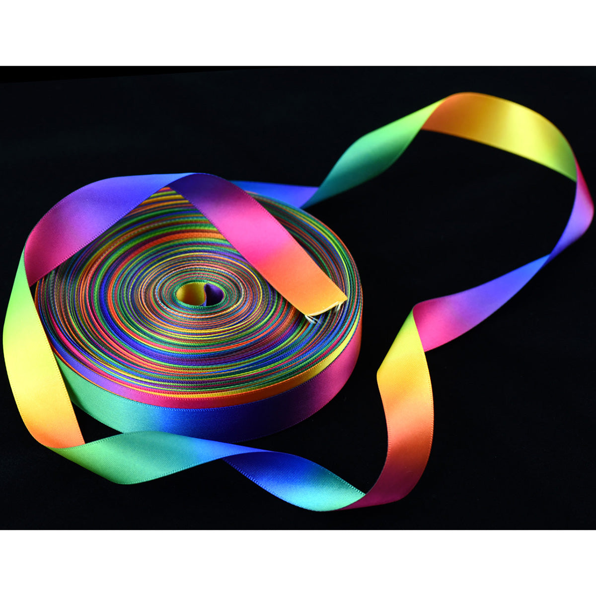 25mm [45 metres/50 Yards] Rainbow Gradient Polyester Ribbon | Party Festive Gift Wrap Scrapbooking Decoration