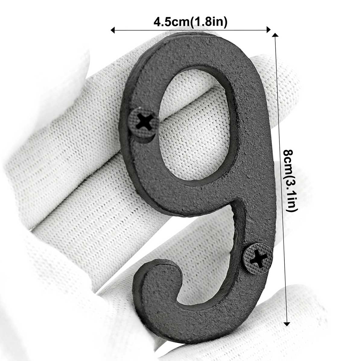 Cast Iron House Number Signs - Number 9