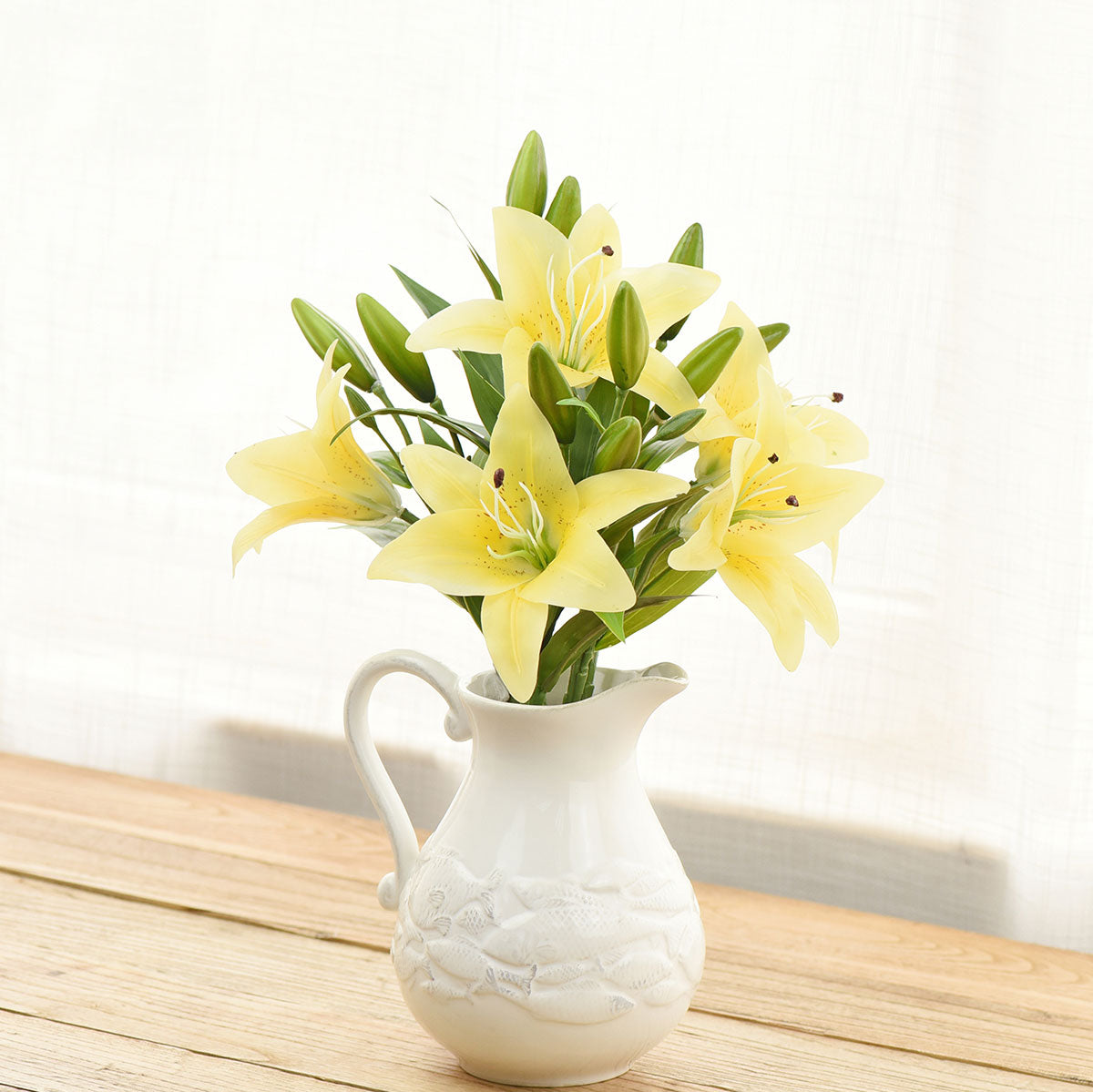 Real Touch Yellow Lilies Artificial Flower Bouquet 5 Stems