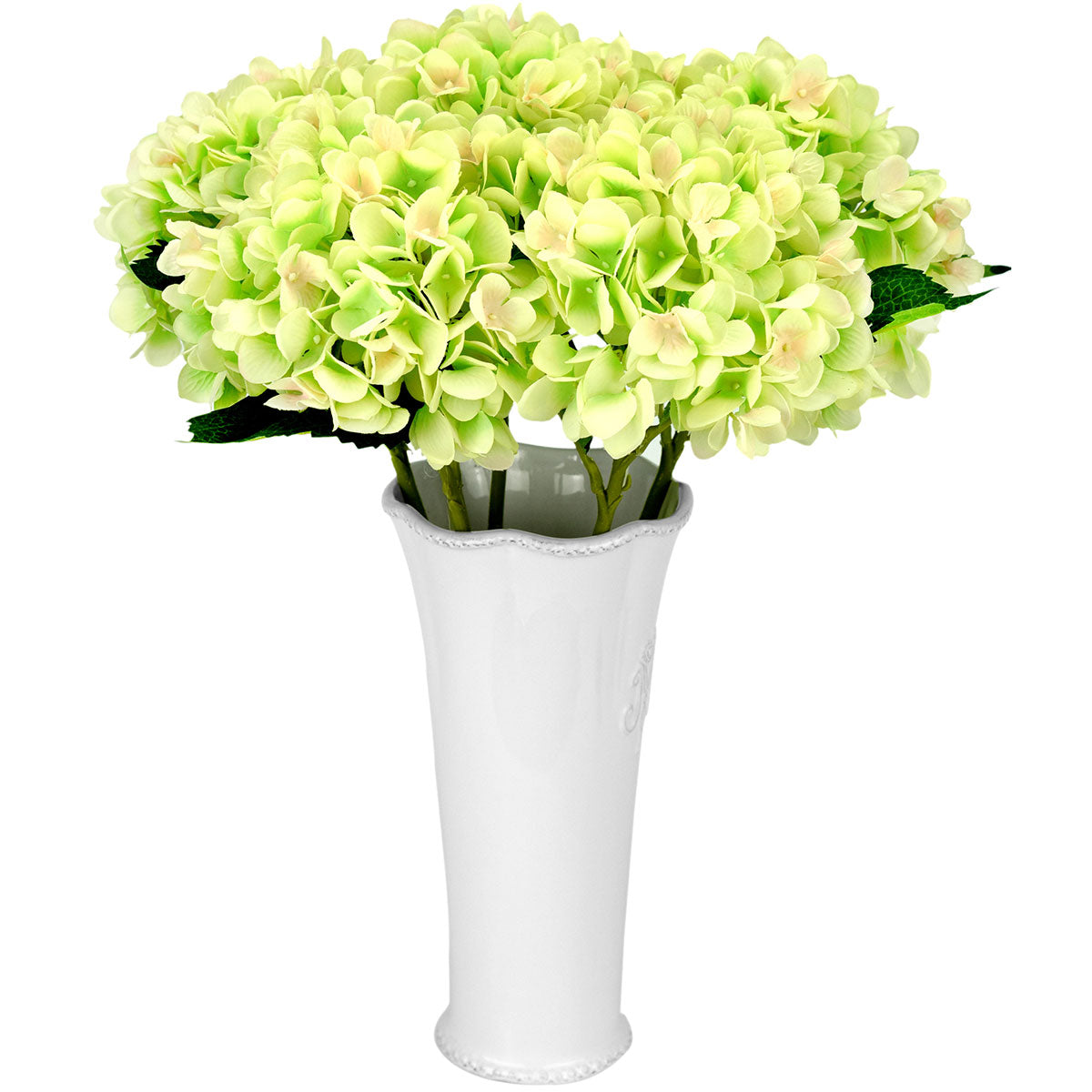 5 Stems Spring Green Artificial Silk Hydrangea Flowers