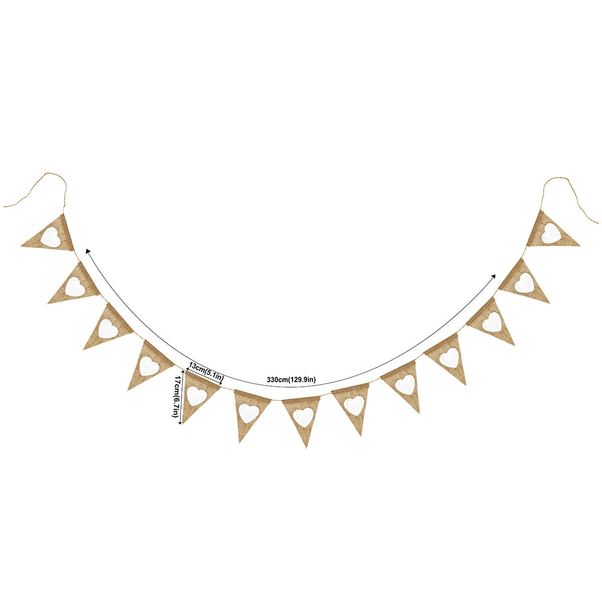 Burlap Pennant Banner with Heart Patterns - FiveSeasonStuff