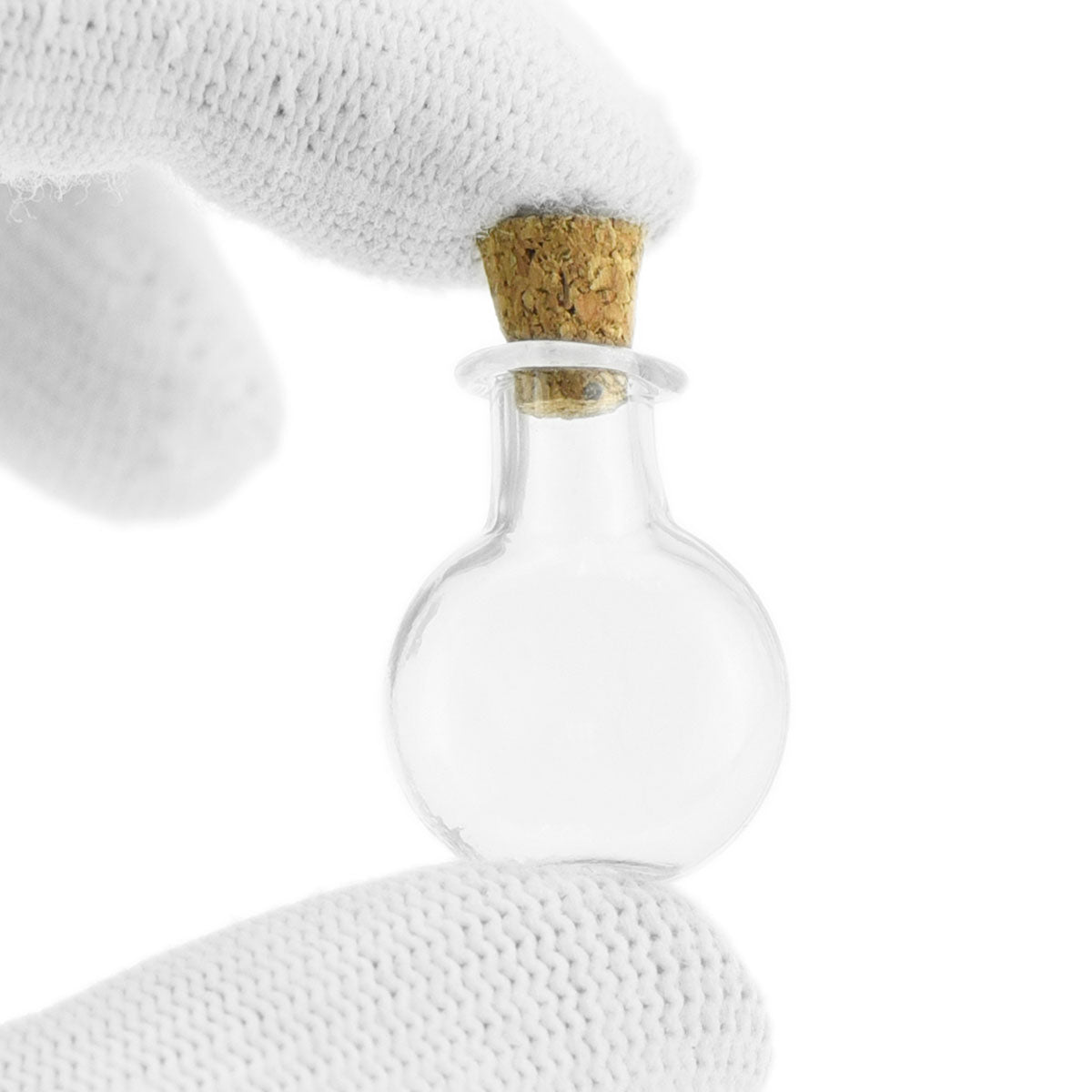 20 Pcs Mini Transparent Glass Bottles with Corks (Flat Round)