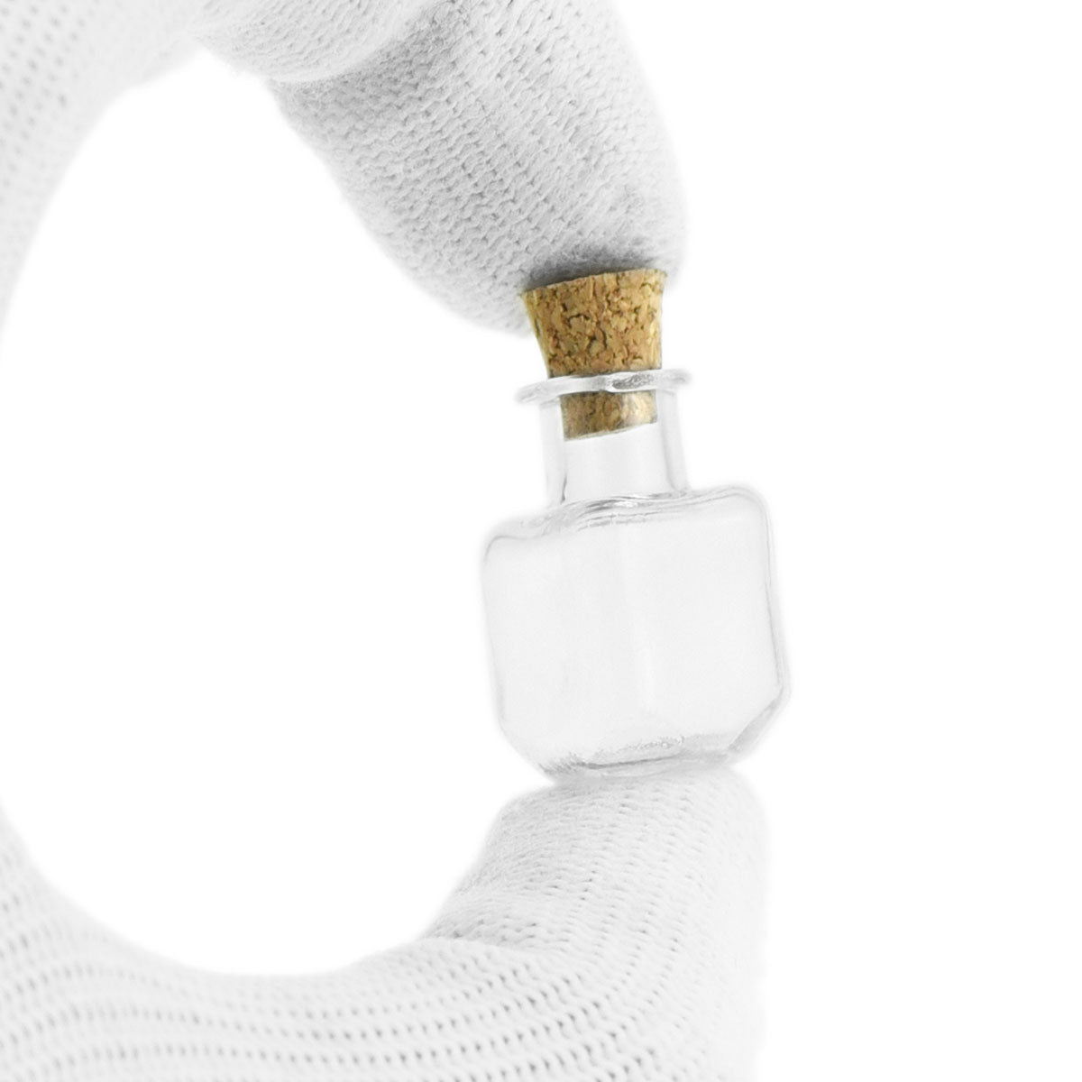 20 Pcs Mini Transparent Glass Bottles with Corks (Square Bottle)