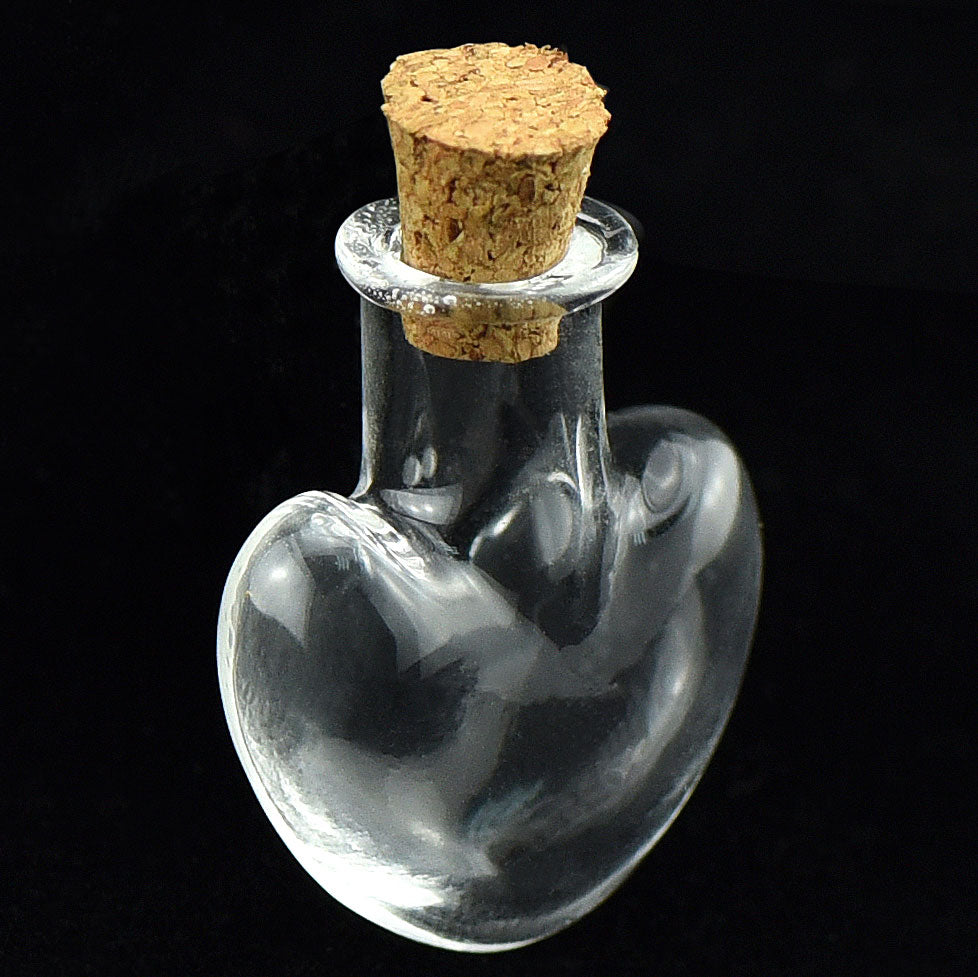 20 Pcs Mini Transparent Glass Bottles with Corks (Heart)