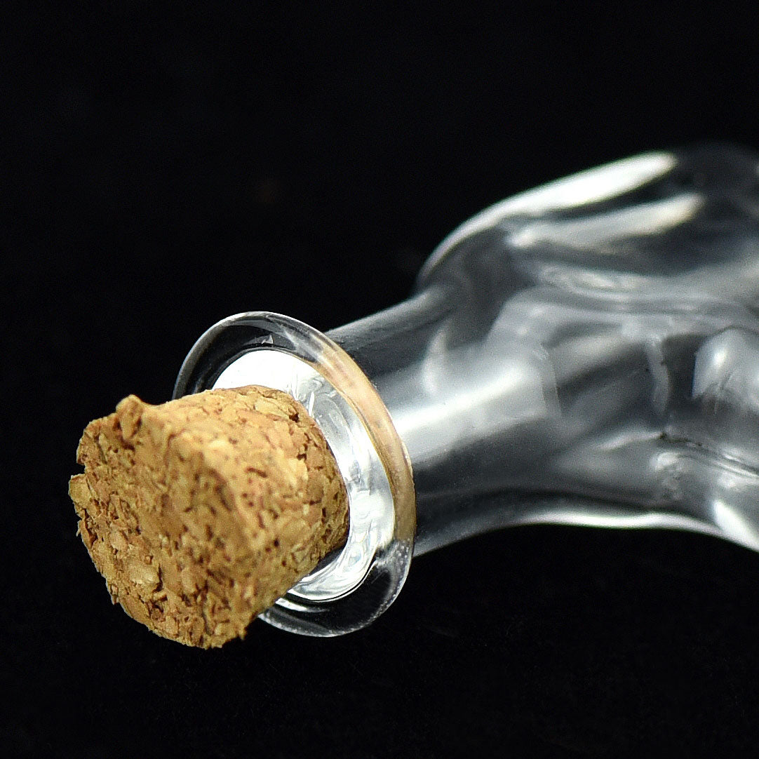 20 Pcs Mini Transparent Glass Bottles with Corks (Oblique Heart)