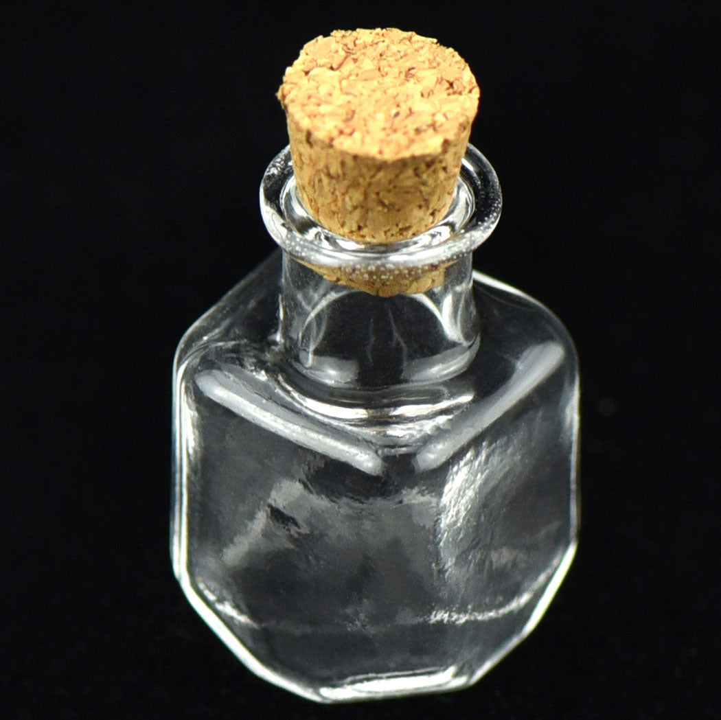 20 Pcs Mini Transparent Glass Bottles with Corks (Square Bottle)