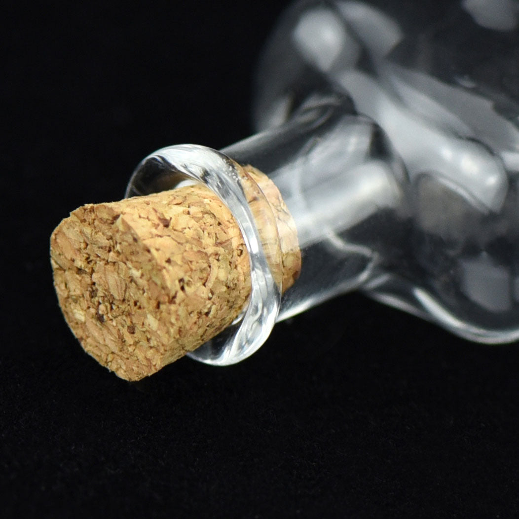 20 Pcs Mini Transparent Glass Bottles with Corks (Flower)