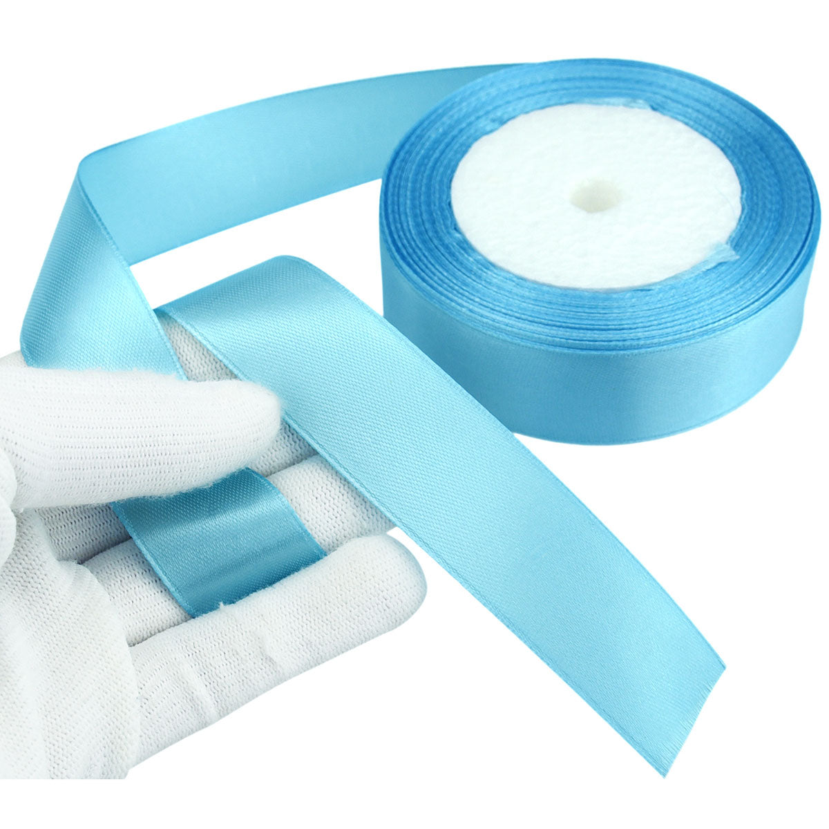 25mm Light Blue Single Sided Satin Ribbon
