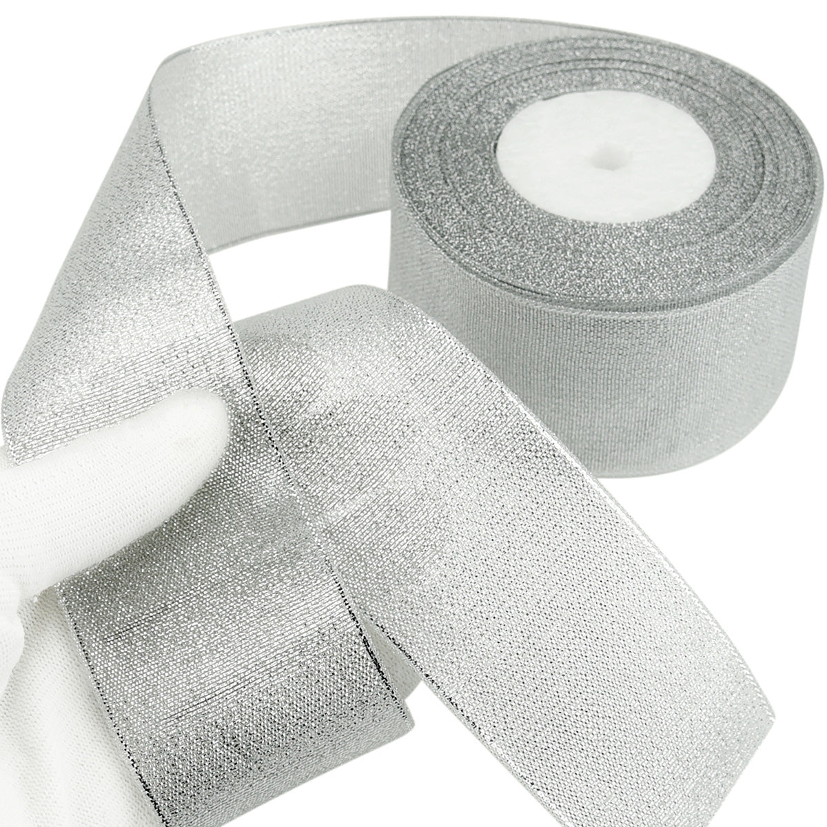50mm Silver Metallic  Single Sided Ribbon