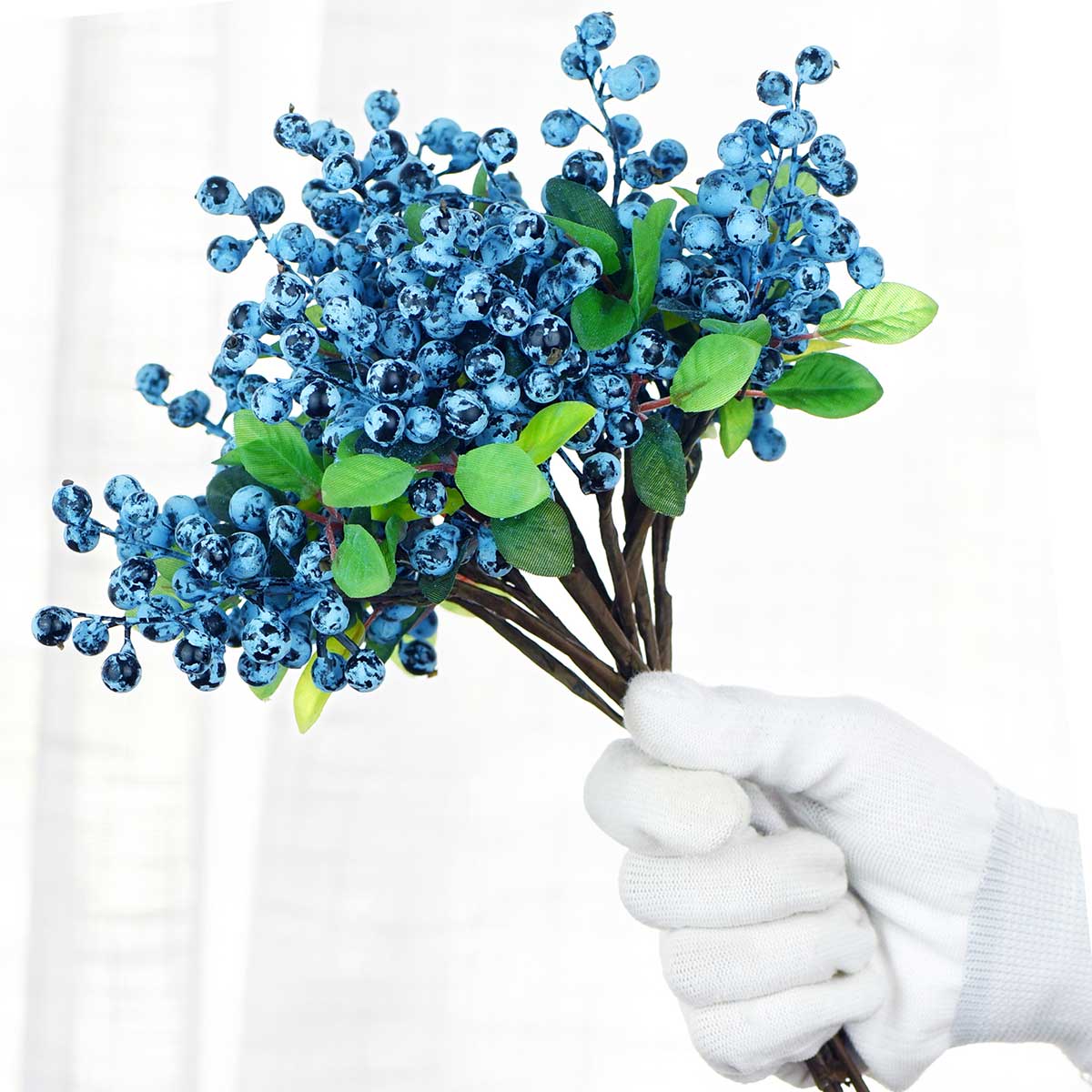 Versatile Artificial Holly Blue Berry Branches: Set of 10 for Stunning Decor