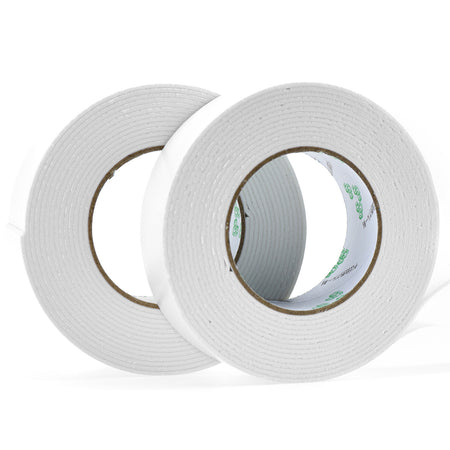 Pack of 2 Double Sided White Foam Tape Very Sticky Leaves Residue
