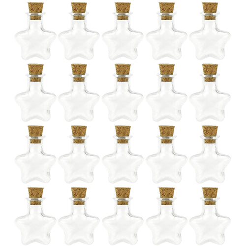 20 Pcs Mini Transparent Glass Bottles with Corks (Star)