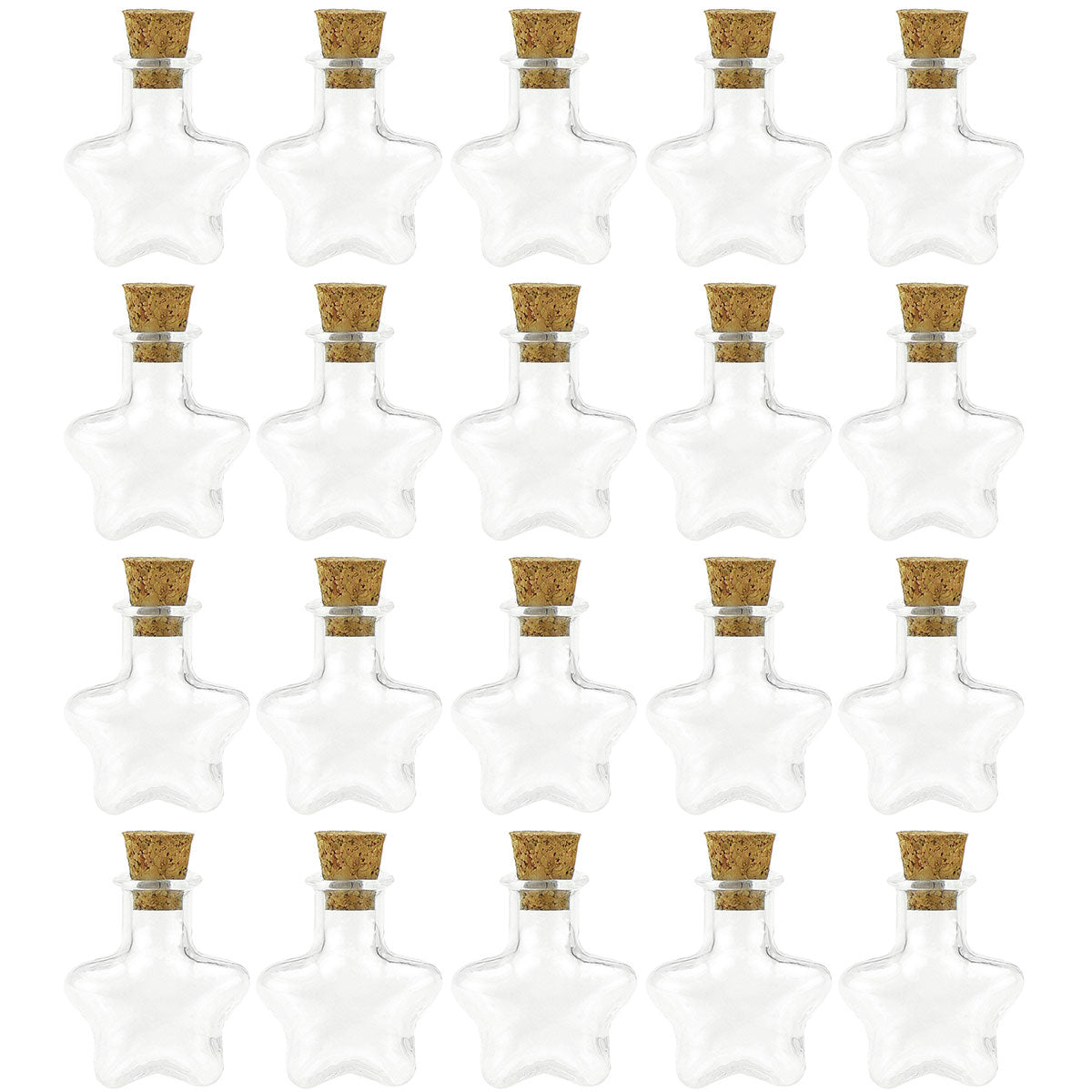 20 Pcs Mini Transparent Glass Bottles with Corks (Star)
