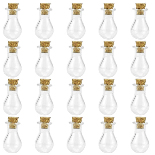 20 Pcs Mini Transparent Glass Bottles with Corks (Sphere 3)