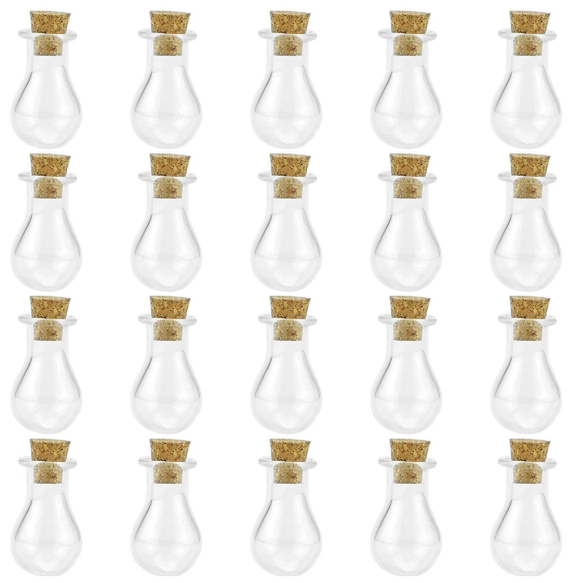 20 Pcs Mini Transparent Glass Bottles with Corks (Sphere 3)