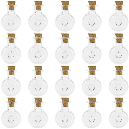 20 Pcs Mini Transparent Glass Bottles with Corks (Wine Bottle)